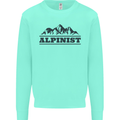Mountains Alpinist Hiking Climbing Climber Kids Sweatshirt Jumper Peppermint
