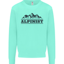 Mountains Alpinist Hiking Climbing Climber Kids Sweatshirt Jumper Peppermint