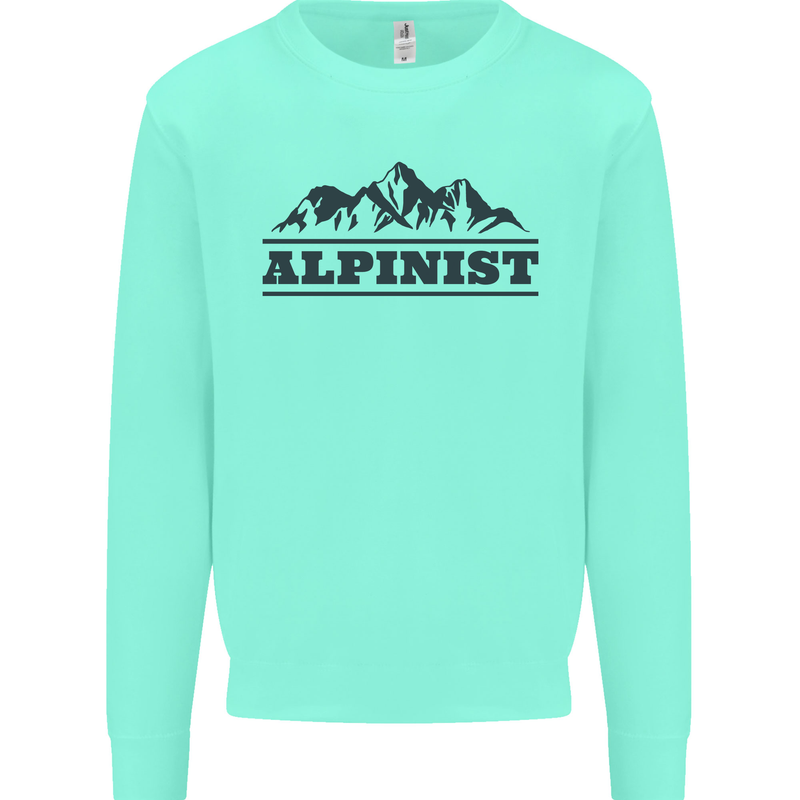 Mountains Alpinist Hiking Climbing Climber Kids Sweatshirt Jumper Peppermint