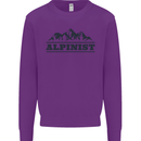 Mountains Alpinist Hiking Climbing Climber Kids Sweatshirt Jumper Purple