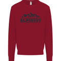 Mountains Alpinist Hiking Climbing Climber Kids Sweatshirt Jumper Red