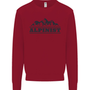 Mountains Alpinist Hiking Climbing Climber Kids Sweatshirt Jumper Red