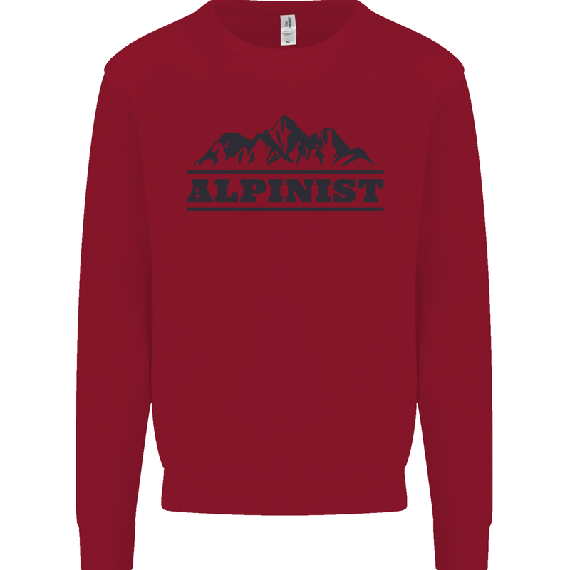 Mountains Alpinist Hiking Climbing Climber Kids Sweatshirt Jumper Red