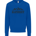 Mountains Alpinist Hiking Climbing Climber Kids Sweatshirt Jumper Royal Blue