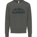Mountains Alpinist Hiking Climbing Climber Kids Sweatshirt Jumper Storm Grey