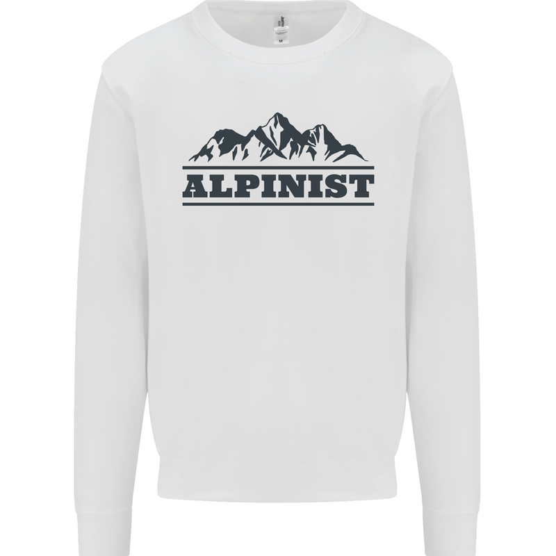 Mountains Alpinist Hiking Climbing Climber Kids Sweatshirt Jumper White
