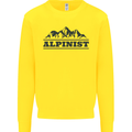 Mountains Alpinist Hiking Climbing Climber Kids Sweatshirt Jumper Yellow
