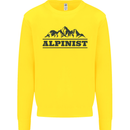 Mountains Alpinist Hiking Climbing Climber Kids Sweatshirt Jumper Yellow