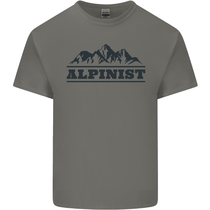 Mountains Alpinist Hiking Climbing Climber Kids T-Shirt Childrens Charcoal