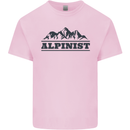 Mountains Alpinist Hiking Climbing Climber Kids T-Shirt Childrens Light Pink