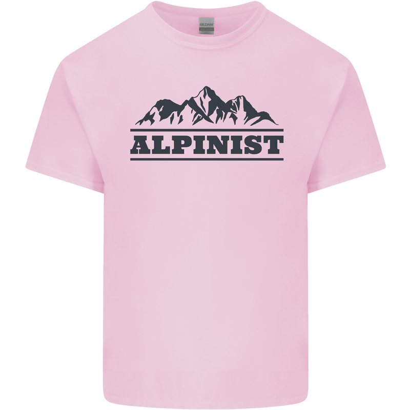 Mountains Alpinist Hiking Climbing Climber Kids T-Shirt Childrens Light Pink