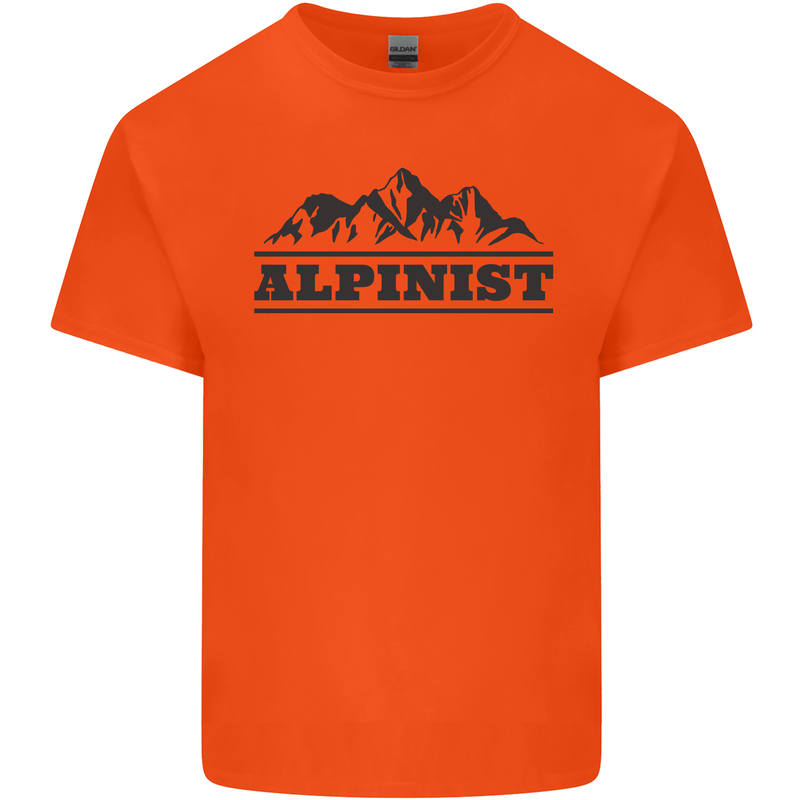 Mountains Alpinist Hiking Climbing Climber Kids T-Shirt Childrens Orange