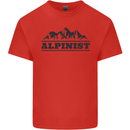 Mountains Alpinist Hiking Climbing Climber Kids T-Shirt Childrens Red