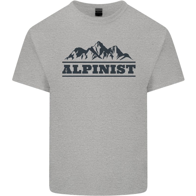 Mountains Alpinist Hiking Climbing Climber Kids T-Shirt Childrens Sports Grey