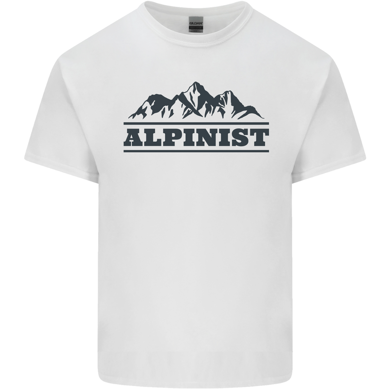 Mountains Alpinist Hiking Climbing Climber Kids T-Shirt Childrens White