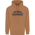 Mountains Alpinist Hiking Climbing Climber Mens 80% Cotton Hoodie Caramel Latte