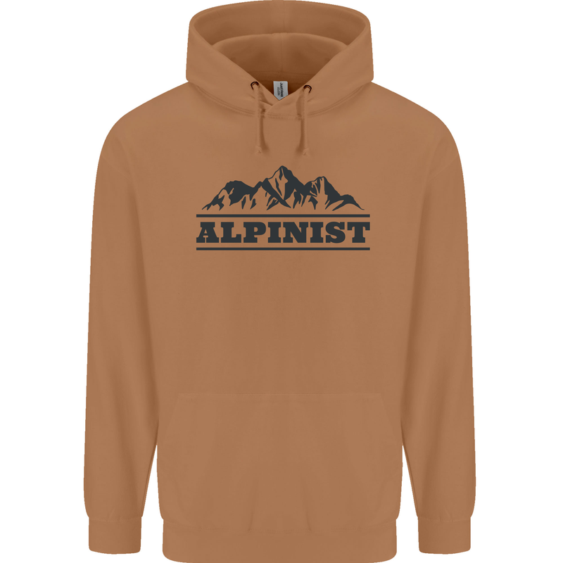 Mountains Alpinist Hiking Climbing Climber Mens 80% Cotton Hoodie Caramel Latte