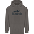 Mountains Alpinist Hiking Climbing Climber Mens 80% Cotton Hoodie Charcoal