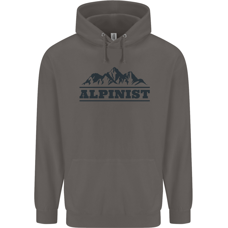 Mountains Alpinist Hiking Climbing Climber Mens 80% Cotton Hoodie Charcoal