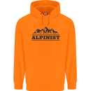 Mountains Alpinist Hiking Climbing Climber Mens 80% Cotton Hoodie Orange