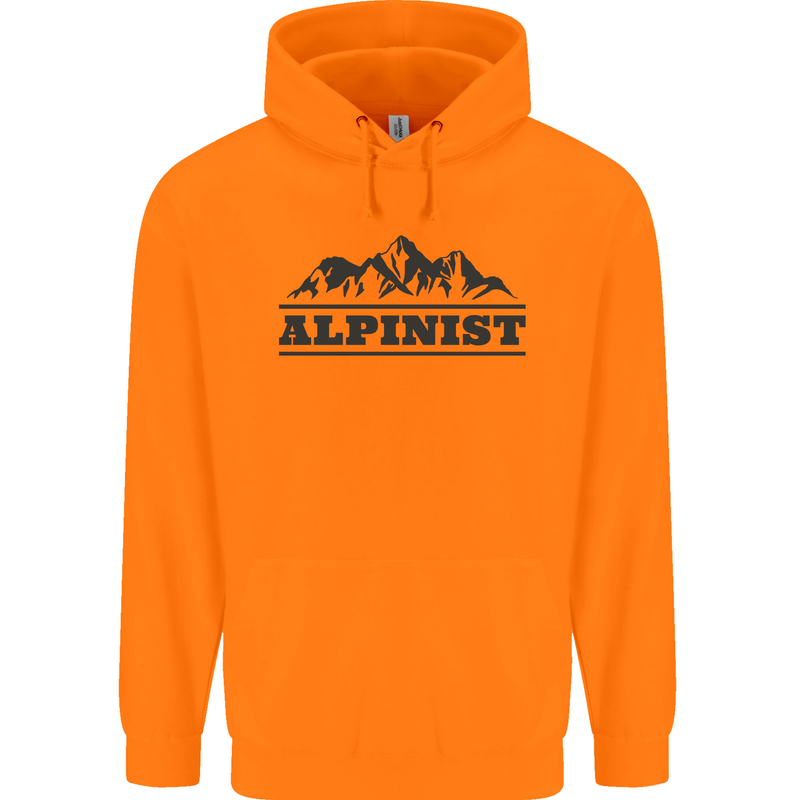 Mountains Alpinist Hiking Climbing Climber Mens 80% Cotton Hoodie Orange