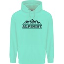 Mountains Alpinist Hiking Climbing Climber Mens 80% Cotton Hoodie Peppermint