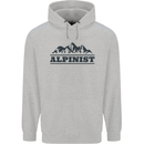 Mountains Alpinist Hiking Climbing Climber Mens 80% Cotton Hoodie Sports Grey