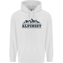 Mountains Alpinist Hiking Climbing Climber Mens 80% Cotton Hoodie White