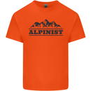 Mountains Alpinist Hiking Climbing Climber Mens Cotton T-Shirt Tee Top Orange