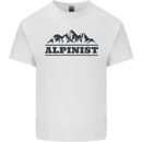 Mountains Alpinist Hiking Climbing Climber Mens Cotton T-Shirt Tee Top White