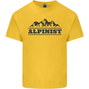 Mountains Alpinist Hiking Climbing Climber Mens Cotton T-Shirt Tee Top Yellow