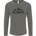 Mountains Alpinist Hiking Climbing Climber Mens Long Sleeve T-Shirt Charcoal