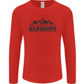 Mountains Alpinist Hiking Climbing Climber Mens Long Sleeve T-Shirt Red