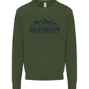 Mountains Alpinist Hiking Climbing Climber Mens Sweatshirt Jumper Forest Green