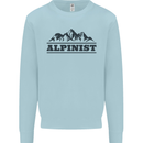 Mountains Alpinist Hiking Climbing Climber Mens Sweatshirt Jumper Light Blue