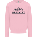 Mountains Alpinist Hiking Climbing Climber Mens Sweatshirt Jumper Light Pink