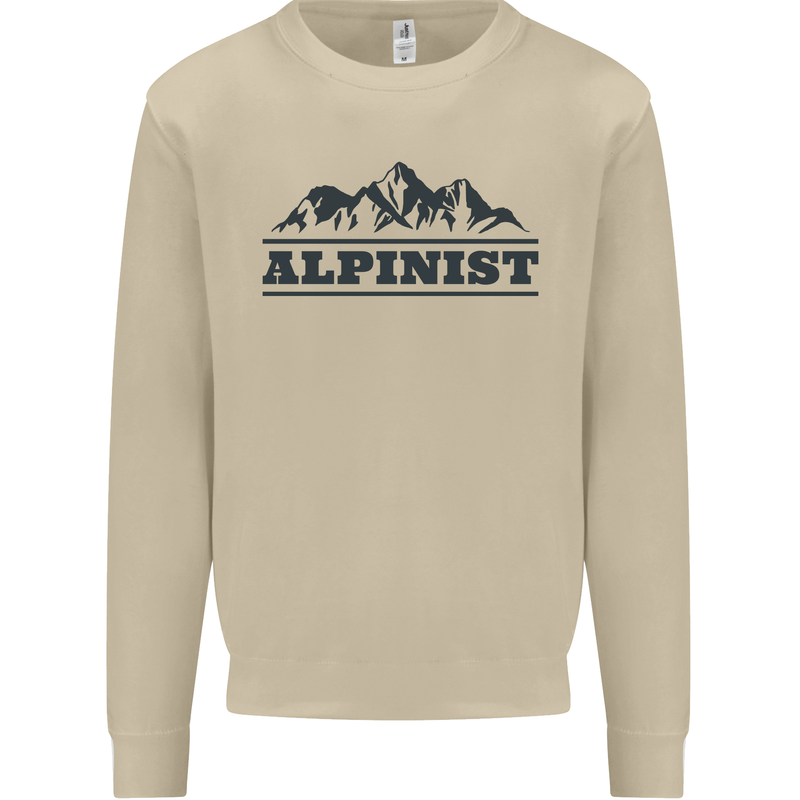 Mountains Alpinist Hiking Climbing Climber Mens Sweatshirt Jumper Sand