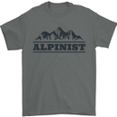 Mountains Alpinist Hiking Climbing Climber Mens T-Shirt Cotton Gildan Charcoal