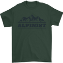 Mountains Alpinist Hiking Climbing Climber Mens T-Shirt Cotton Gildan Forest Green