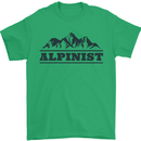Mountains Alpinist Hiking Climbing Climber Mens T-Shirt Cotton Gildan Irish Green