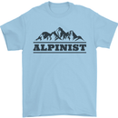 Mountains Alpinist Hiking Climbing Climber Mens T-Shirt Cotton Gildan Light Blue