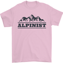 Mountains Alpinist Hiking Climbing Climber Mens T-Shirt Cotton Gildan Light Pink