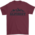 Mountains Alpinist Hiking Climbing Climber Mens T-Shirt Cotton Gildan Maroon