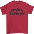 Mountains Alpinist Hiking Climbing Climber Mens T-Shirt Cotton Gildan Red