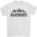 Mountains Alpinist Hiking Climbing Climber Mens T-Shirt Cotton Gildan White