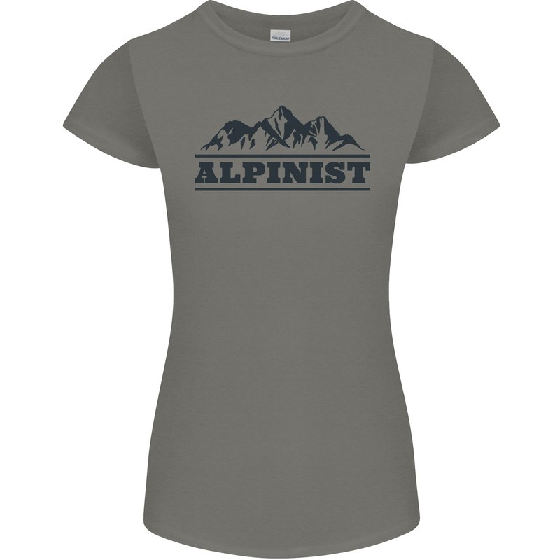 Mountains Alpinist Hiking Climbing Climber Womens Petite Cut T-Shirt Charcoal