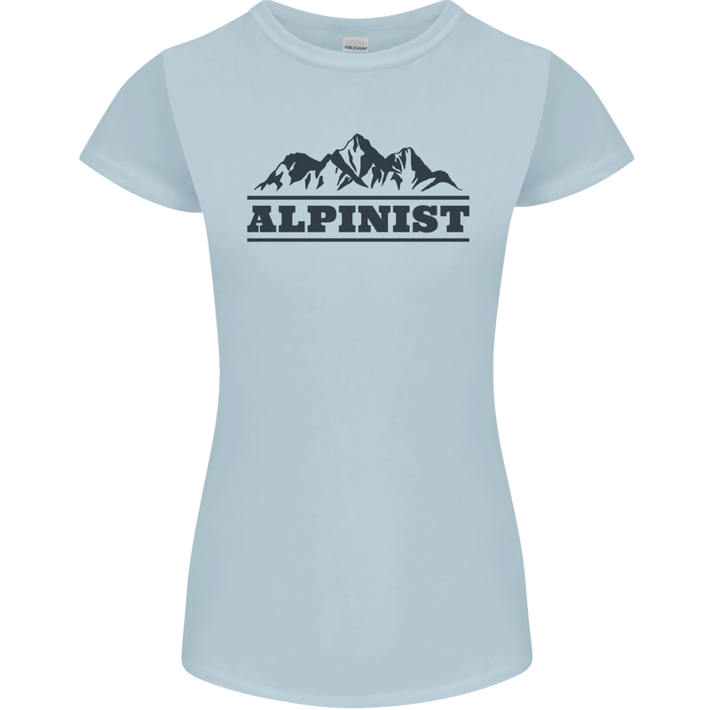 Mountains Alpinist Hiking Climbing Climber Womens Petite Cut T-Shirt Light Blue