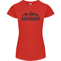 Mountains Alpinist Hiking Climbing Climber Womens Petite Cut T-Shirt Red
