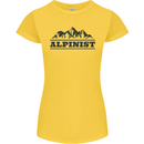 Mountains Alpinist Hiking Climbing Climber Womens Petite Cut T-Shirt Yellow