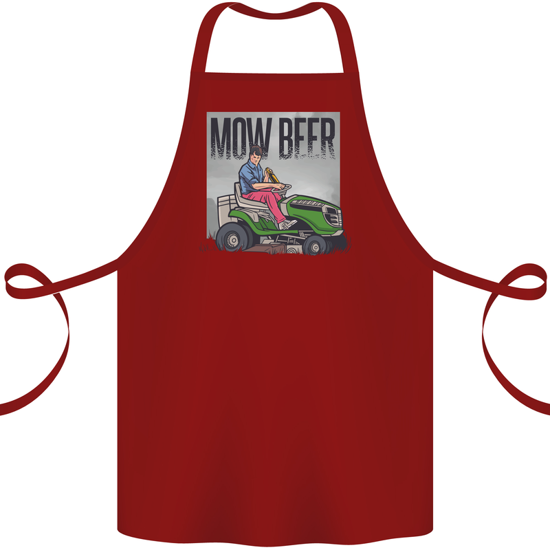 Mow Beer Funny Lawnmower Alcohol Gardening Cotton Apron 100% Organic Maroon